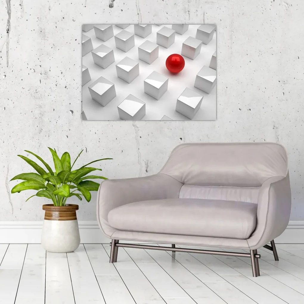 Tablou cu abstracție - cub cu bilă (70x50 cm), în 40 de alte dimensiuni noi