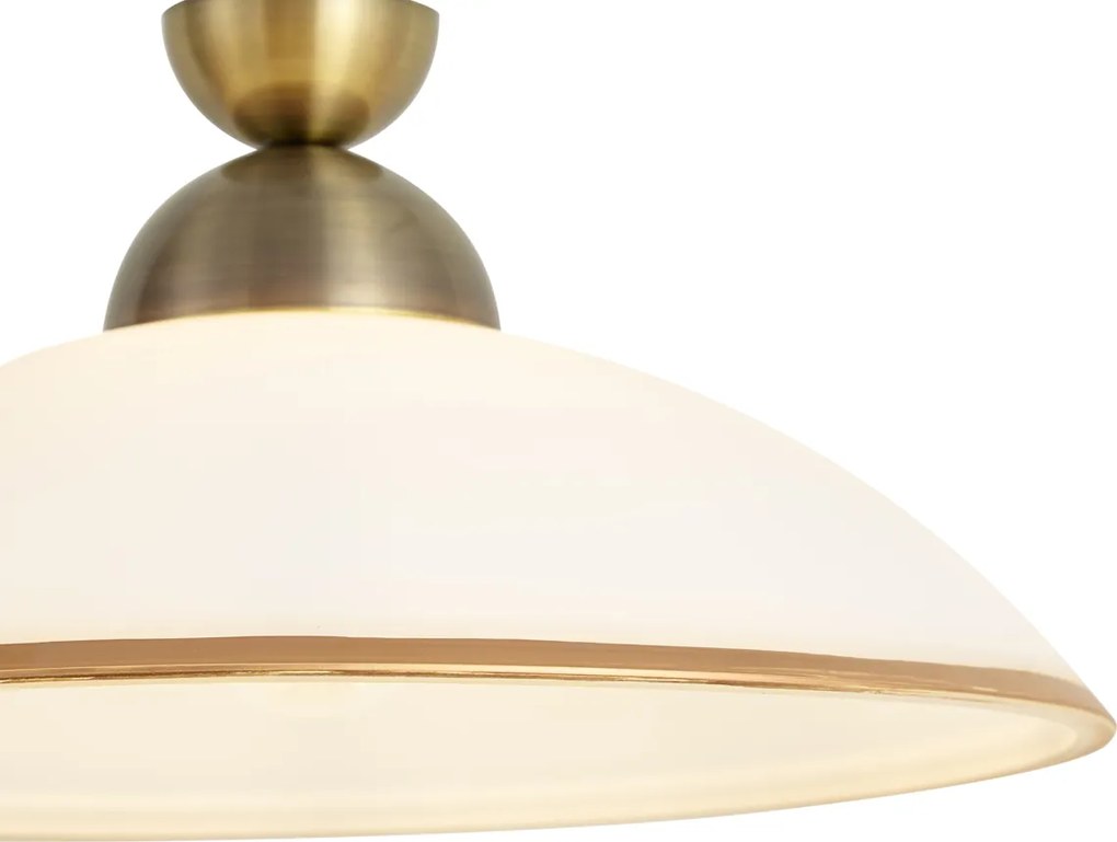 Lampă suspendată clasică bronz cu sticlă opal - Katarina