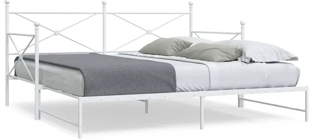 vidaXL Pat de zi cu căuț fără saltea alb 100x190 cm oțel