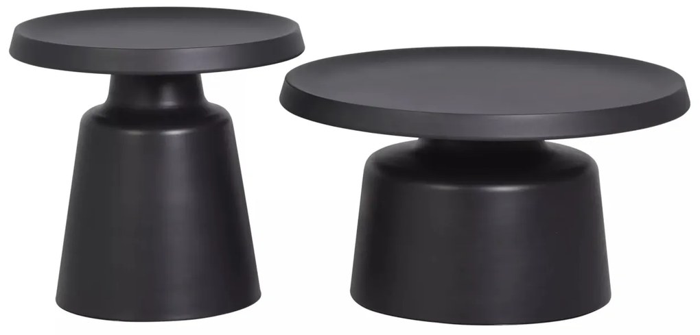 Set 2 masute de cafea Rodos negru mat ø50/ø70