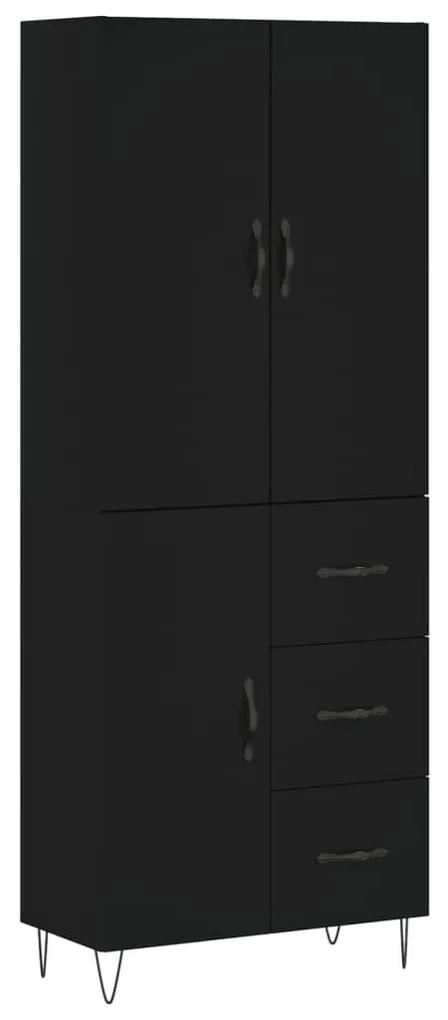 3198090 vidaXL Dulap înalt, negru, 69,5x34x180 cm, lemn compozit