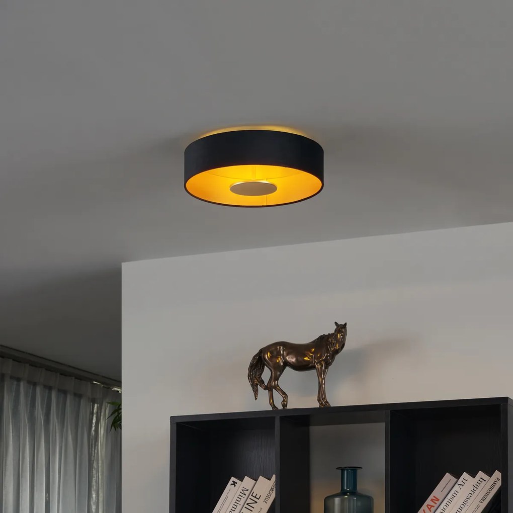 Plafonieră modernă neagră din catifea, inclusiv LED, cu 3 trepte de intensitate luminoasă - Bredow