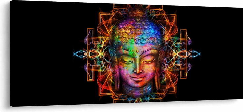 Tablou - Bustul lui Buddha în culori neon (120x50 cm)