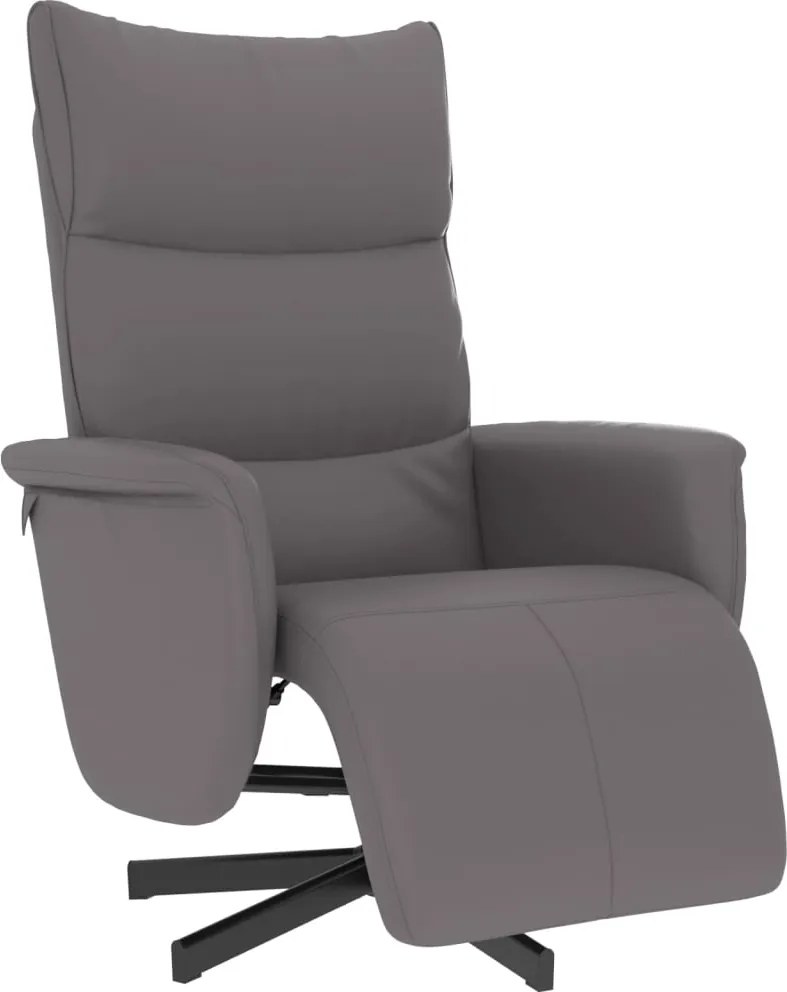 vidaXL Fotoliu rabatabil cu suport de picioare, gri, piele ecologică
