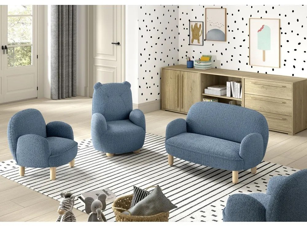 Canapea pentru copii bej cu tapițerie din țesătură bouclé 89 cm Rocky – Vipack