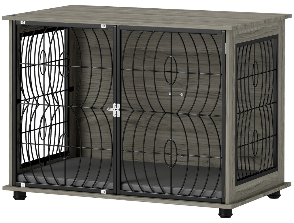 PawHut Cușcă pentru câini, Casetă pentru câini, Cușcă de ședere blocabilă pentru câini mari, Gri | Aosom Romania