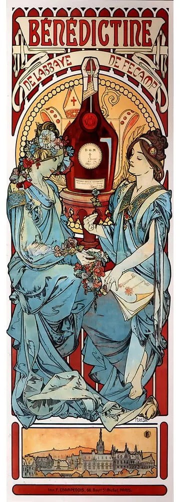 Tablou - reproducere 30x90 cm Benedictine, Alfons Mucha – Fedkolor