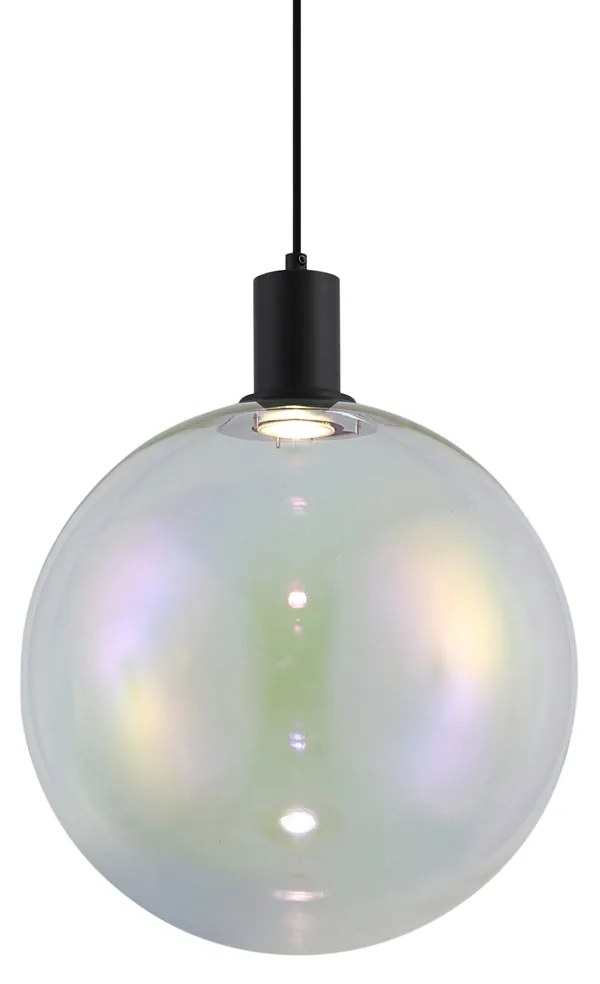 Lampă suspendată de design neagră cu sticlă transparentă 35cm - Mallon