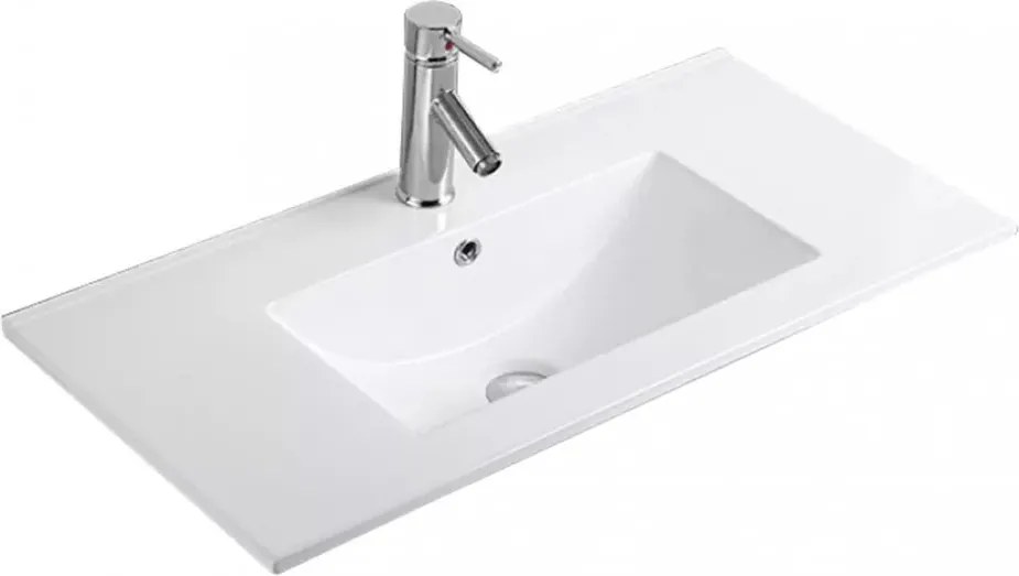 Dulap inferior Porto 80 cu lavoar alb-ulm rauna