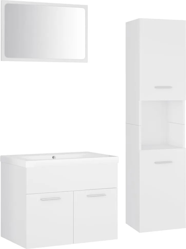 vidaXL Set mobilier de baie, alb, lemn prelucrat