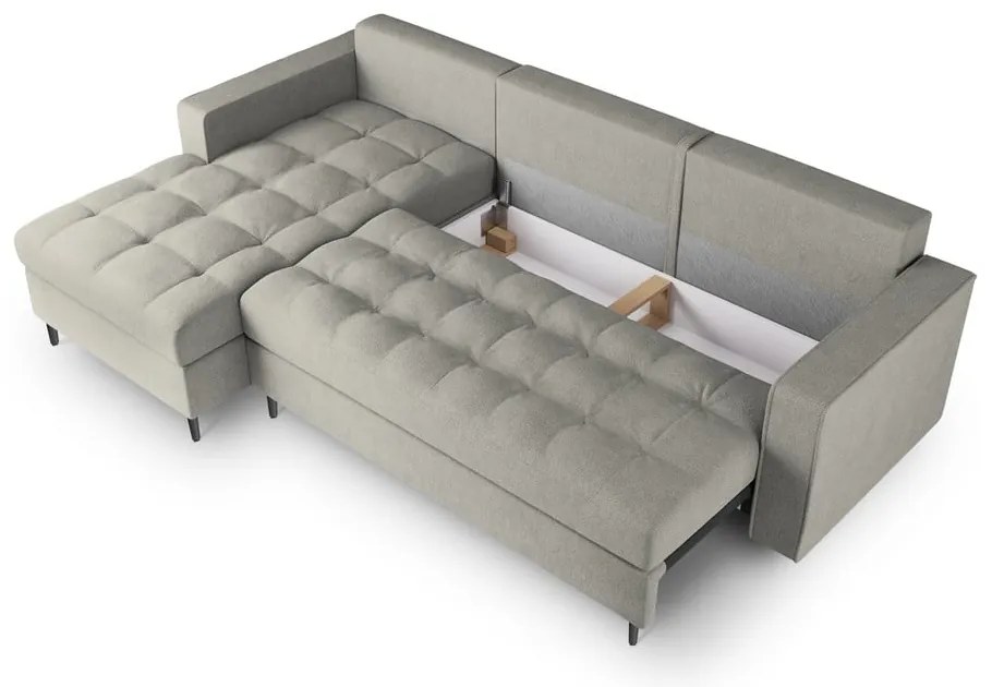 Canapea extensibilă cu șezlong stânga Milo Casa Santo, gri deschis