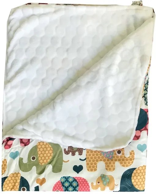 Deseda - Paturica dubla bumbac/cocolino 70x100 cm, Elefanti maro