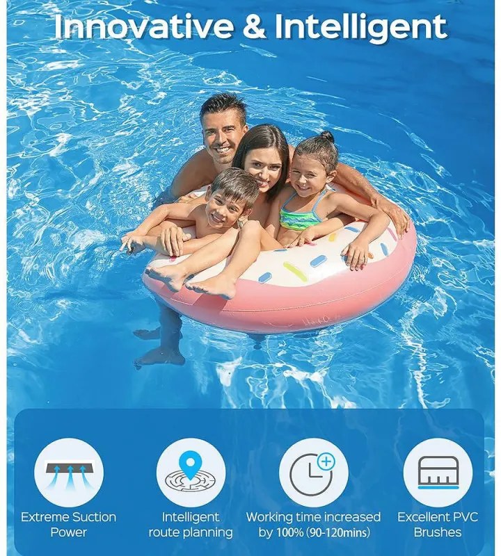 Robot cuaratre piscine fara fir Wybot Osprey 700 (X100), Li-Ion 8800 mAh, Pana la 80 m°, Autonomie pana la 110 minute, Auto-revers, Auto-parcare, Alb/Negru