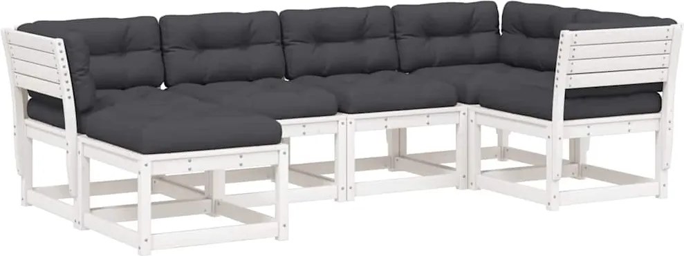vidaXL Set canapele de grădină cu perne 6 piese alb lemn masiv de pin