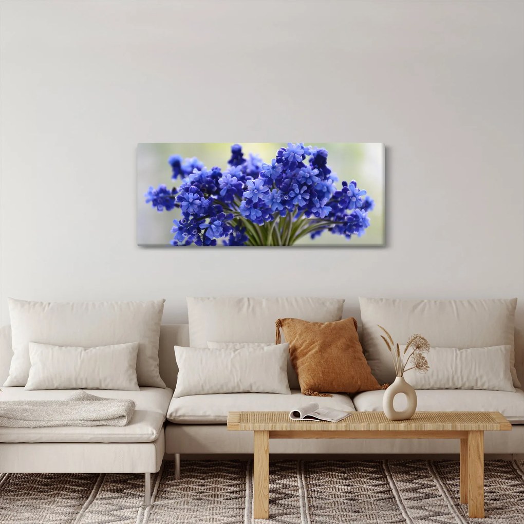Tablou buchet cu flori albastre (120x50 cm)