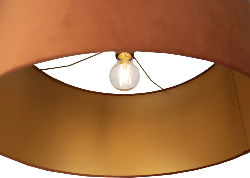 Lampă de podea din oțel cu abajur portocaliu și interior auriu 50cm - XXL