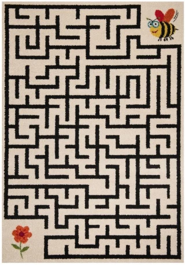 Covor crem/negru pentru copii 170x120 cm Labyrinth Zala Living