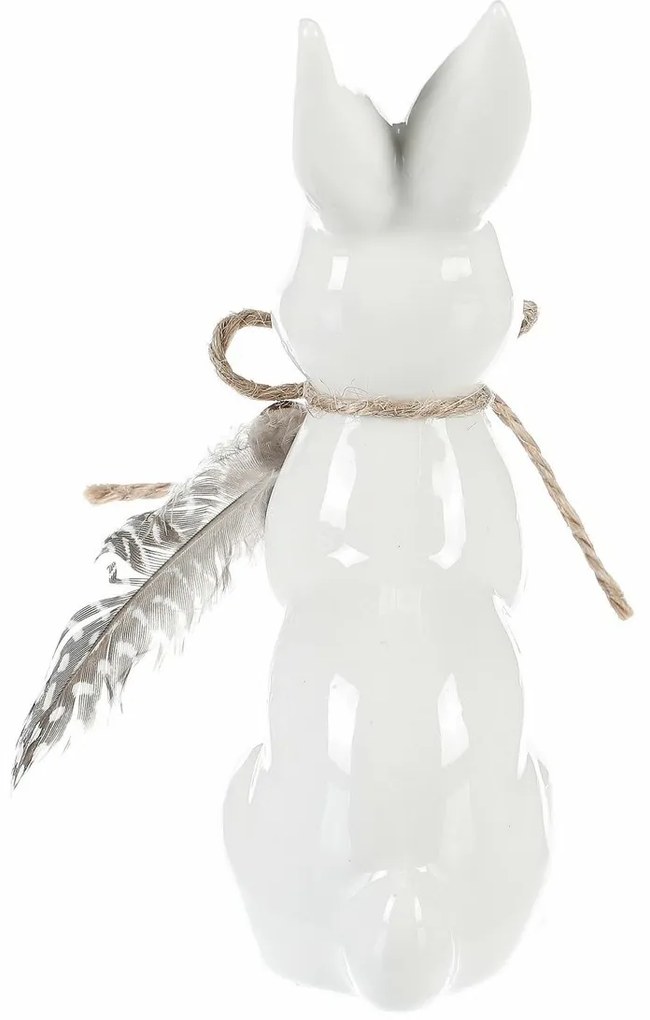 Decorațiune ceramică Iepure, alb, 7 x 15 x 5 cm