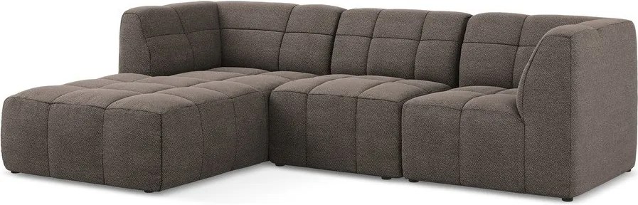 Colțar maro cu tapițerie din țesătură bouclé (cu colț pe partea stângă/cu șezlong) Aloha – Makamii