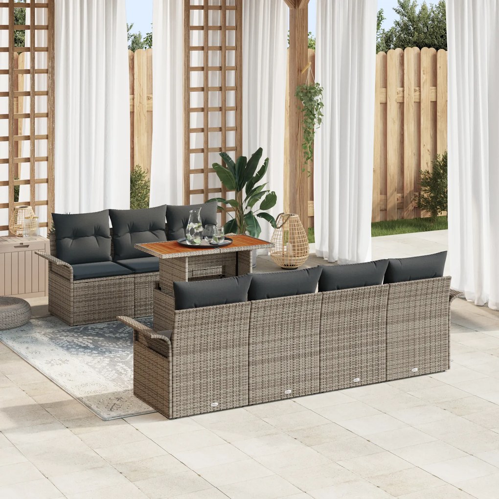 vidaXL Set de canapele pentru grădină 8 pcs Gri 100 x 55 x 73 cm