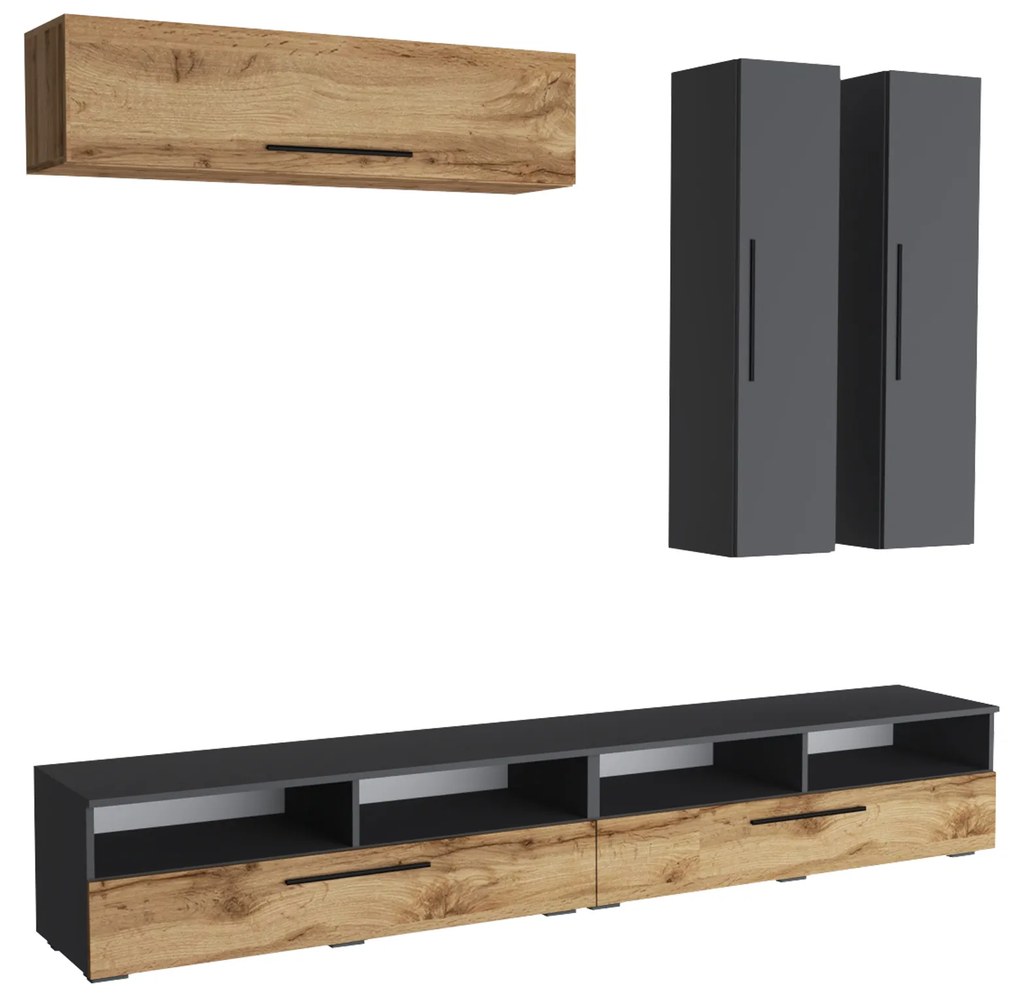 Living haaus Haga V10, Antracit/Stejar Wotan, L 240 cm
