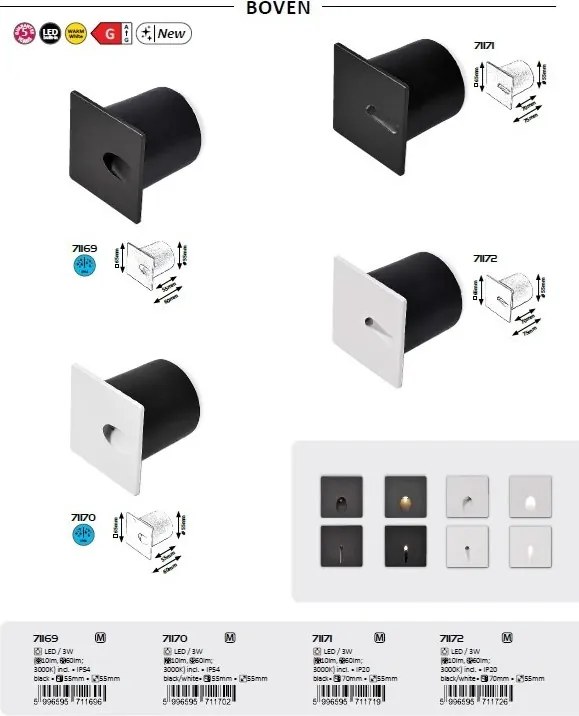 Spot LED incastrabil iluminat ambiental IP54 Boven negru