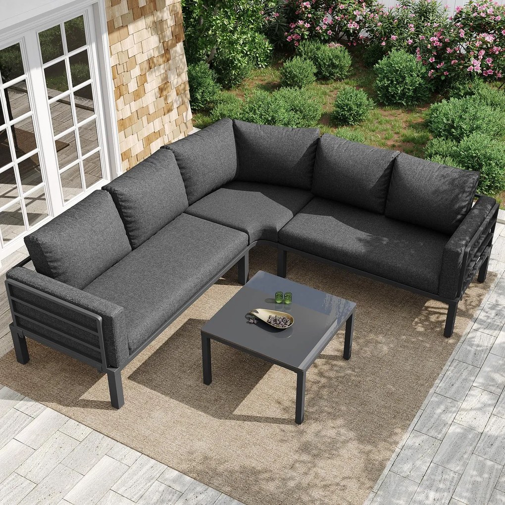 Set mobilier de grădină 4-5 locuri, Gri | Aosom Romania