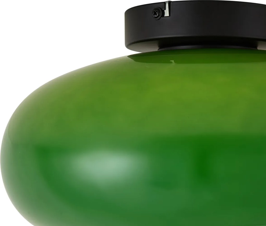 Plafonieră retro neagră cu sticlă verde 30cm - Glaze