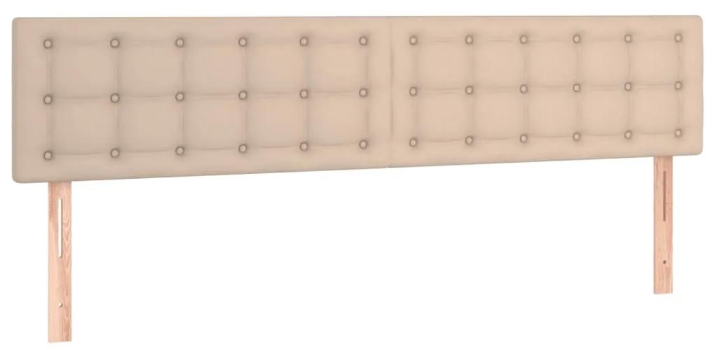 Pat box spring cu saltea, cappuccino, 180x200cm piele ecologica Cappuccino, 180 x 200 cm, Nasturi de tapiterie