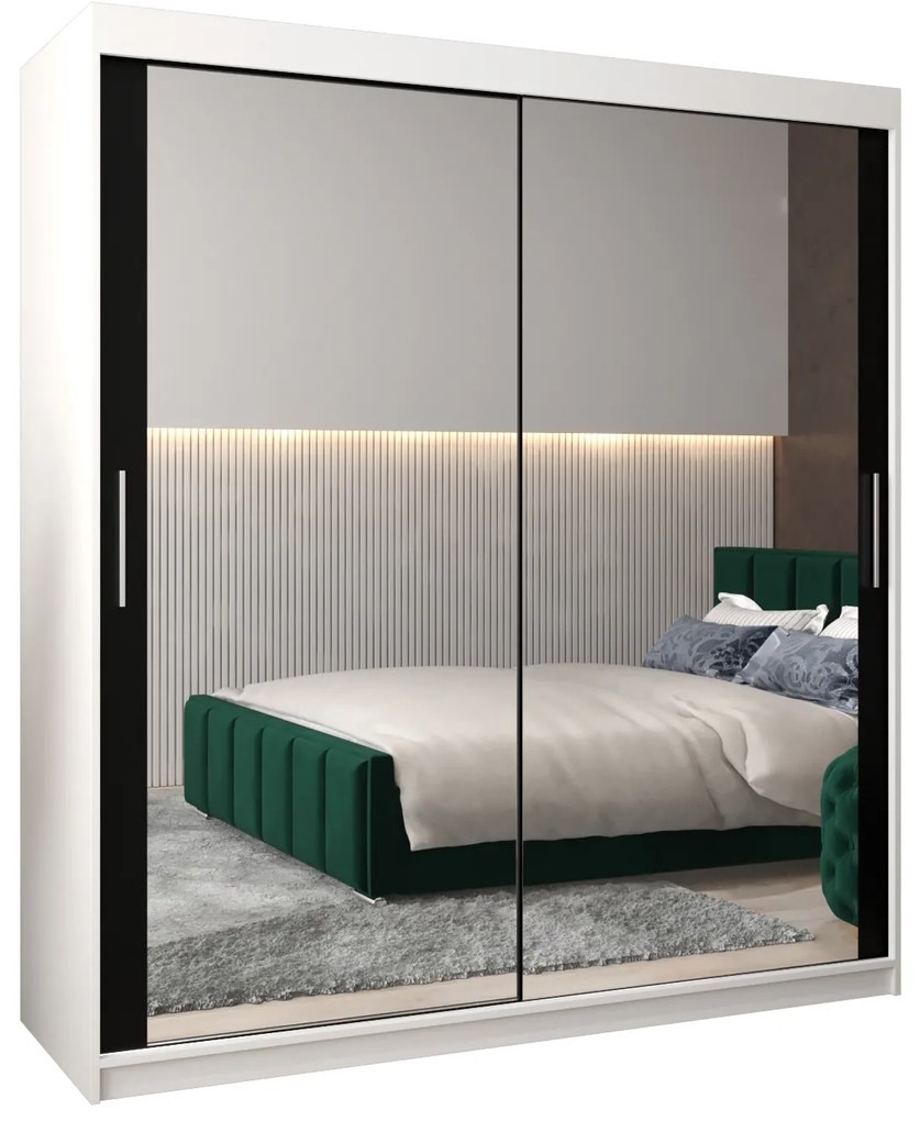 Dulap de haine 180 cm Toki 3 (alb mat + negru mat). 1065084