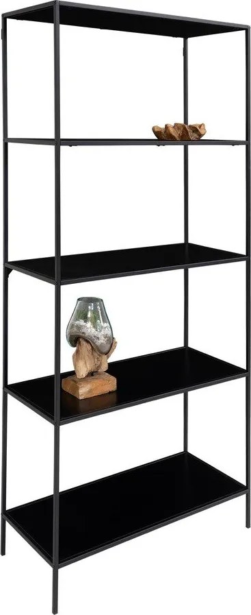 Bibliotecă neagră din metal 80x170x36 cm Vita – House Nordic