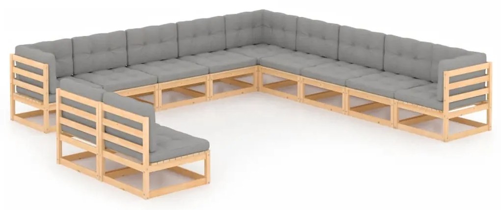 vidaXL Set mobilier grădină cu perne, 11 piese, lemn masiv de pin