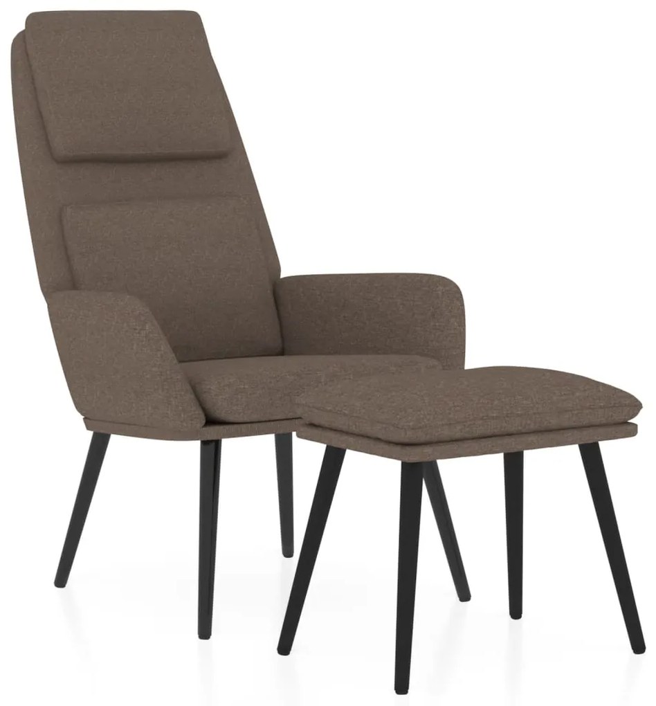 3097777 vidaXL Scaun de relaxare cu taburet, gri taupe, textil