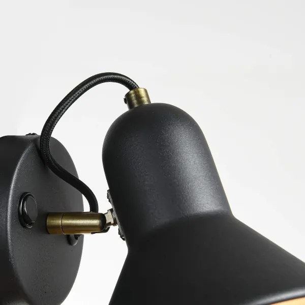 Aplica de perete cu spot ASTAMA 1xE27/40W/230V, negru/alamă