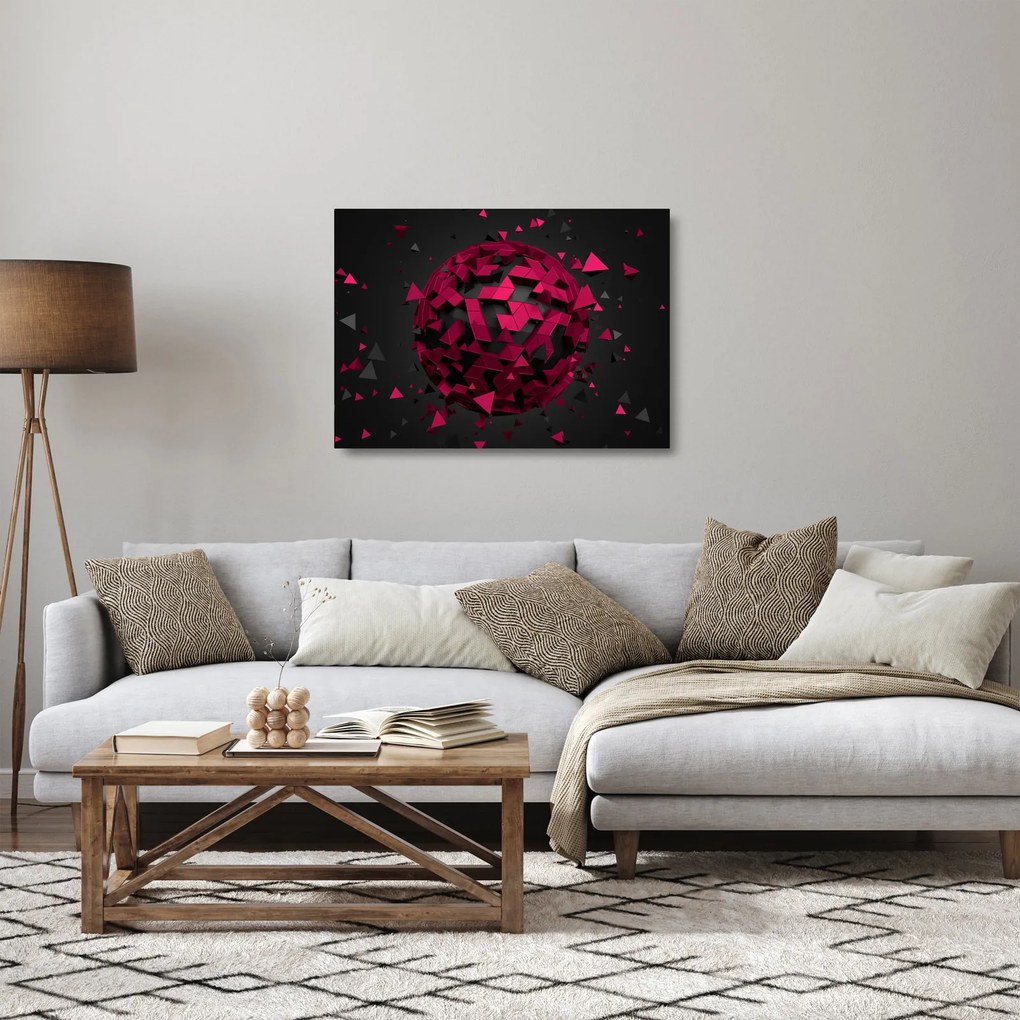 Tablou pe sticlă cu abstracție 3D (70x50 cm)