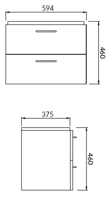 Dulap cu lavoar, 46x59x38 cm, 2 sertare, nuc Nuc, 600x460 mm