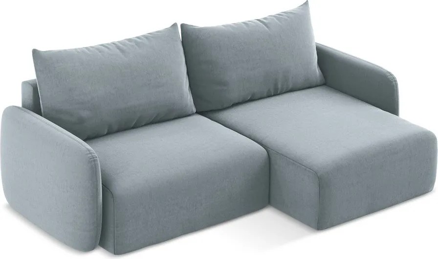 Colțar albastru extensibil/cu spațiu de depozitare cu tapițerie din catifea (cu colț pe partea dreaptă/cu șezlong) Kalena – Makamii