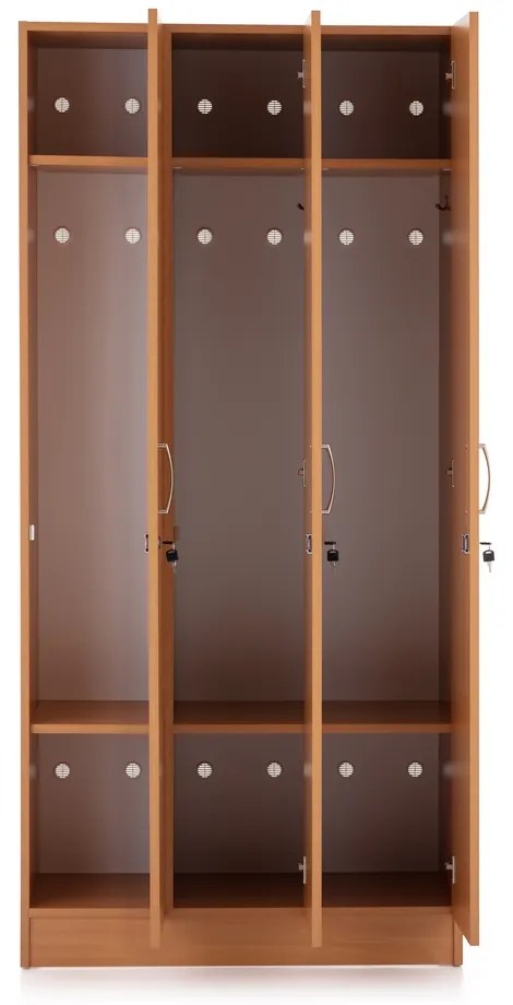 Dulap din lemn Visio - 3 compartimente, 90 x 42 x 190 cm, fag