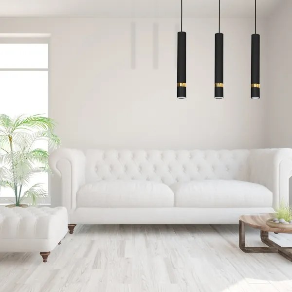 Lustră suspendată pe cablu JOKER, 3x GU10, 25 W, 230 V, negru/auriu