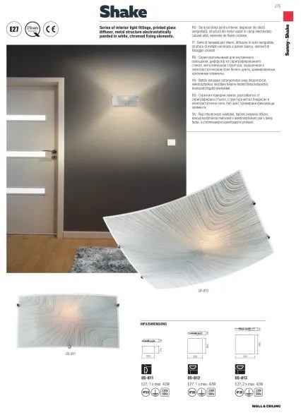 Redo 05-812 - Plafonieră SHAKE 1xE27/42W/230V 29,5x29,5 cm albă