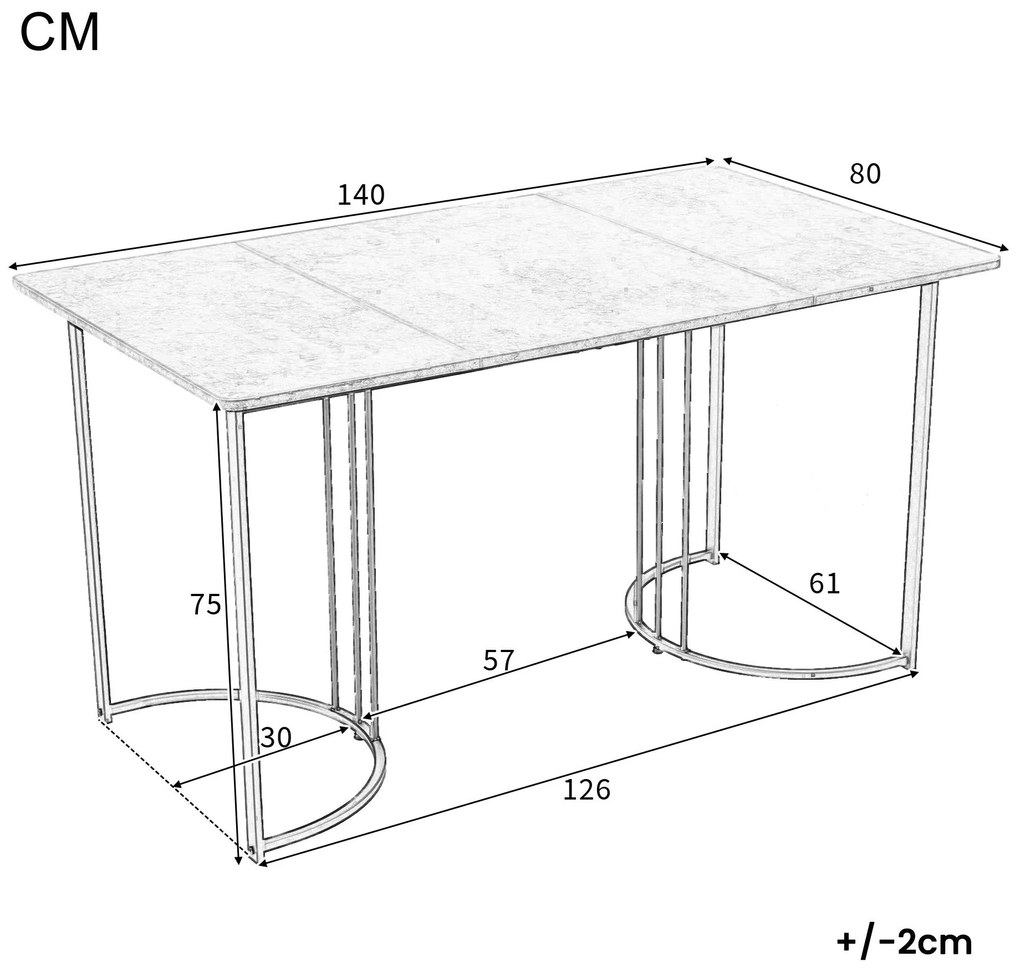 Masă de bucătărie dreptunghiulară cu cadru metalic stabil, Alb | Aosom Romania