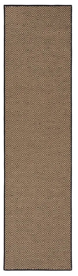 Covor tip traversă negru/în culoare naturală din iută 60x230 cm Diamond – Flair Rugs