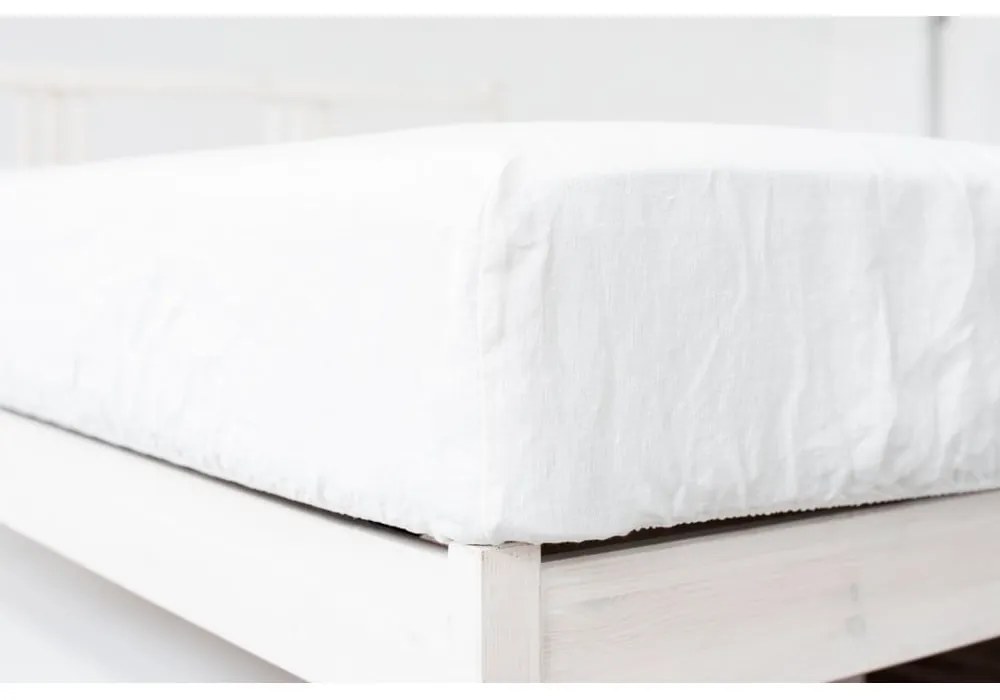 Cearceaf alb din amestec de in cu elastic 180x200 cm – Linen Tales