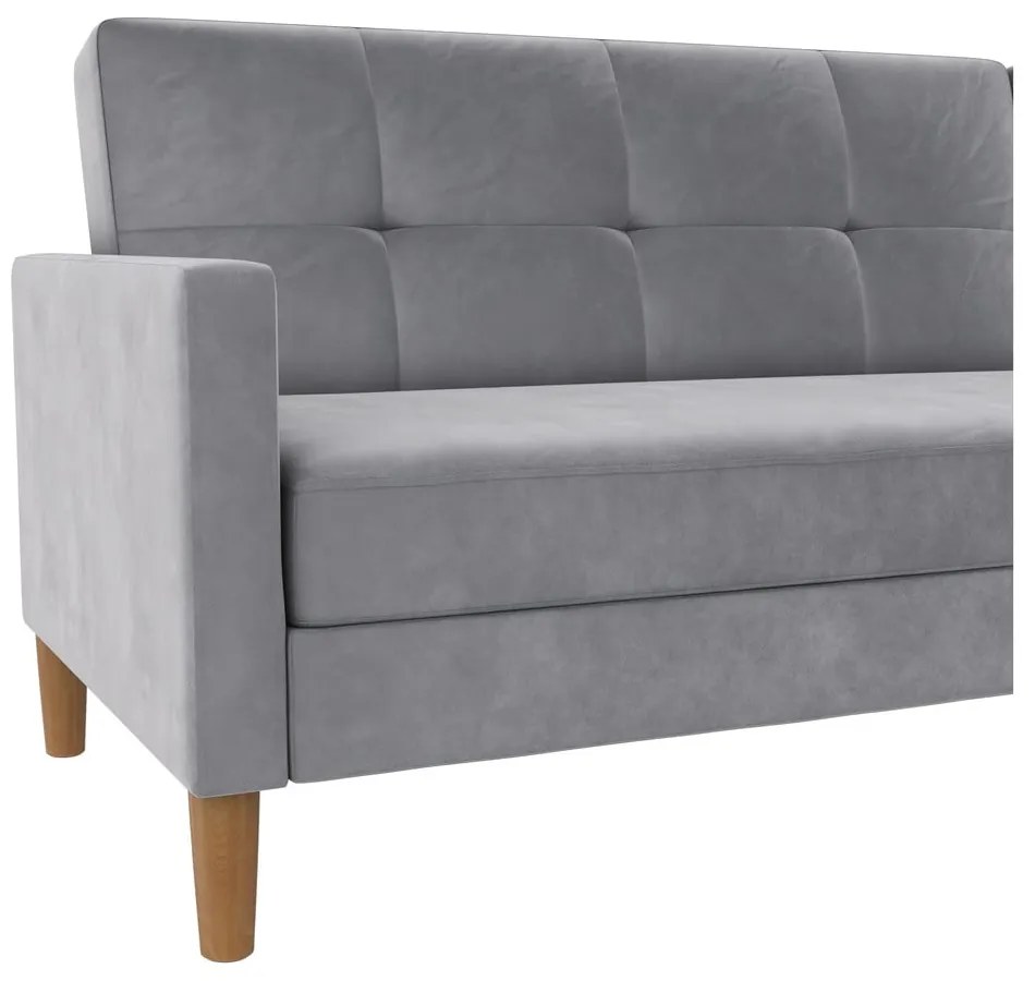 Colțar gri deschis cu tapițerie din catifea Lilly – Støraa