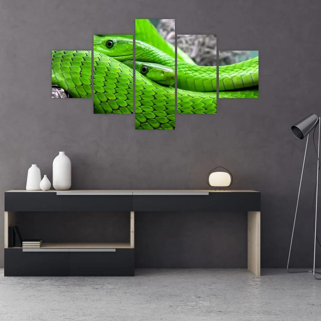 Tablou  cu șerpi verzi (125x70 cm), în 40 de alte dimensiuni noi