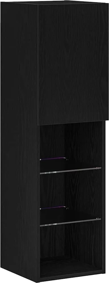 vidaXL Set comodă TV Stejar Negru 30,5 x 30 x 102 cm Lemn compozit