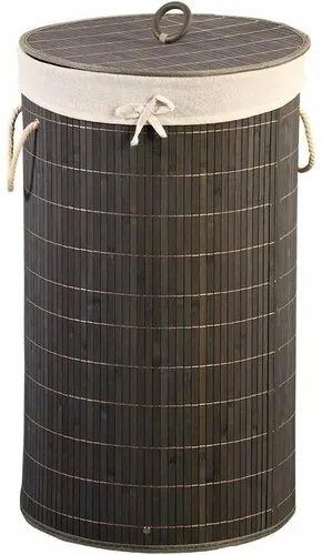 Kesper 19573 Coș de rufe din bambus, închis laculoare, 60 x 35 cm