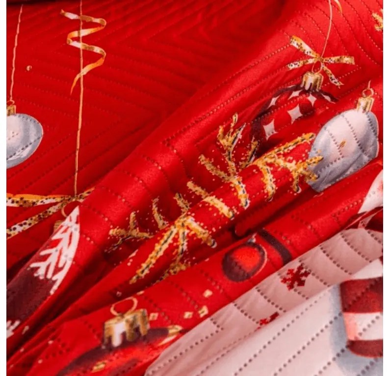 Cuvertura de pat WHITE SNOWMAN, rosu Dimensiune: 220 x 240 cm