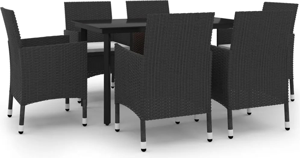 vidaXL Set mobilier de grădină cu perne, 7 piese, poliratan și sticlă