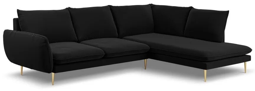 Coltar Vienna 6 locuri velvet picioare aurii L275 cm